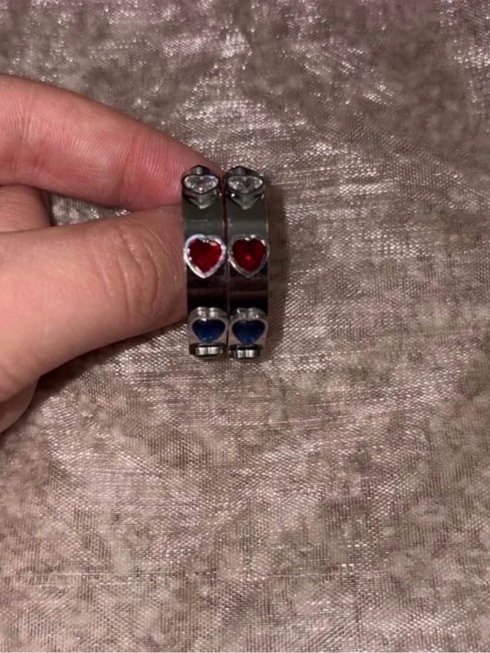Stainless Steel Hoop Earrings with Multi-Color Hearts